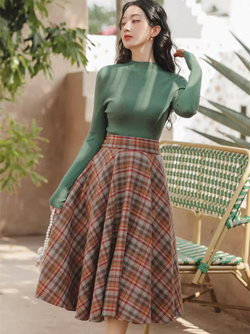 Maple – Karierter Midi-Tellerrock