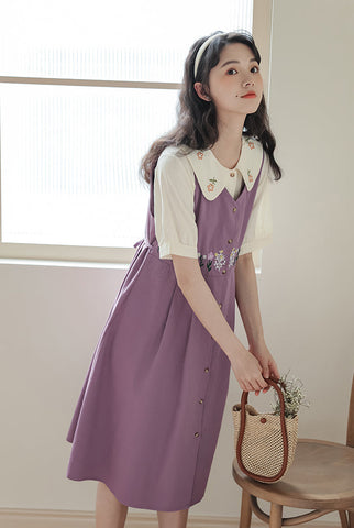 Wild Garden Button Pinafore Dress