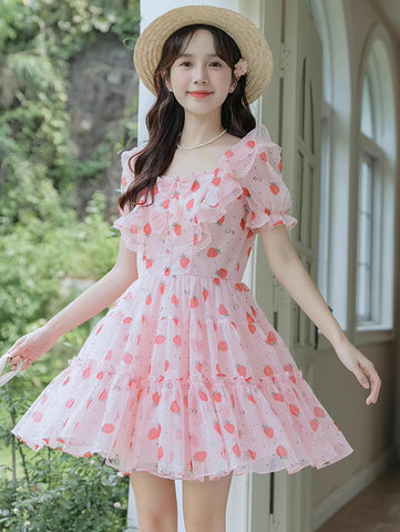 Erdbeermädchen-Minikleid