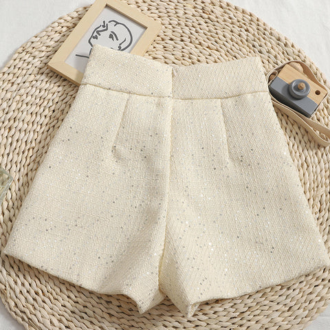 Pantalones cortos de tweed con lentejuelas a medida