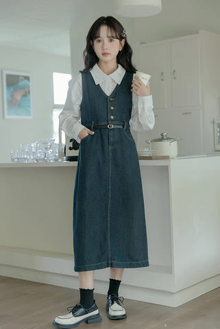 Denim Midi Pinafore