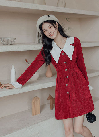 Sweet Bow Peter Pan Knit Dress
