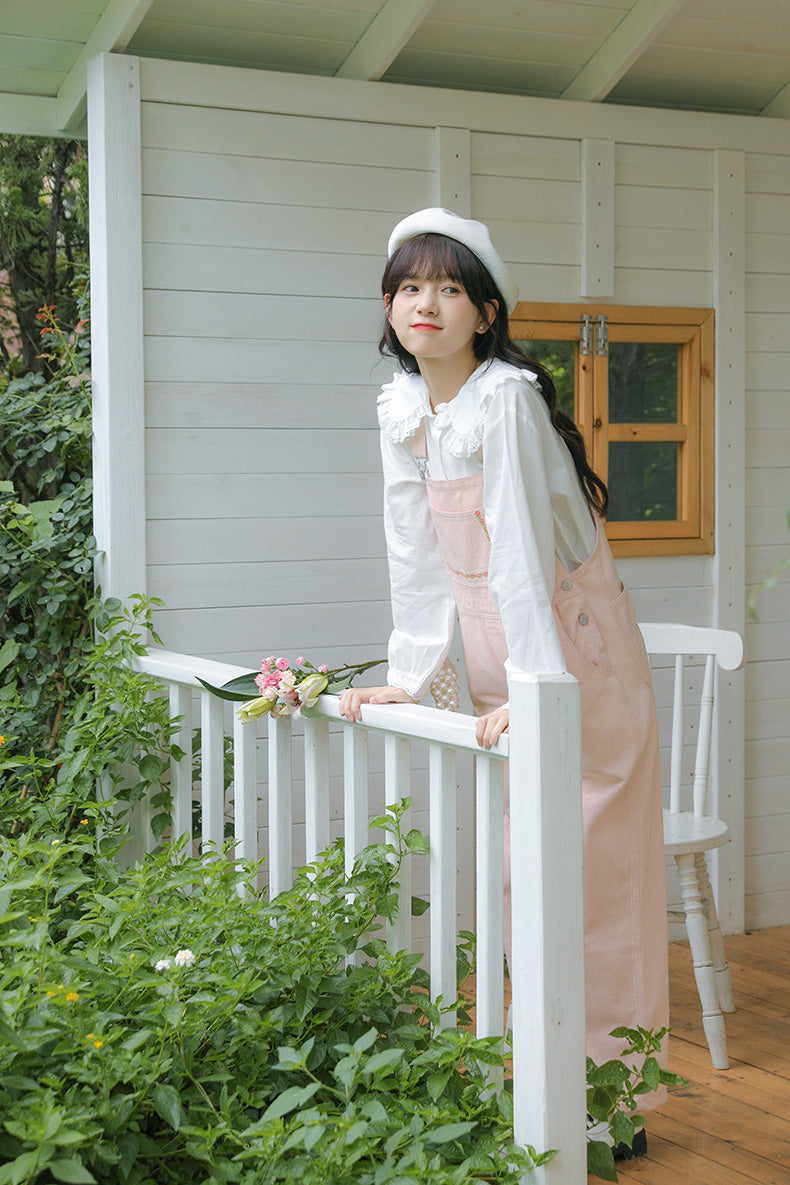 Denim-Overall mit Daisy Chain-Stickerei