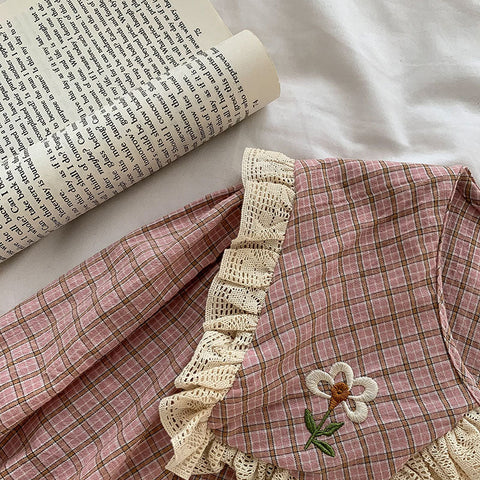 Cottage Flower Plaid Blouse