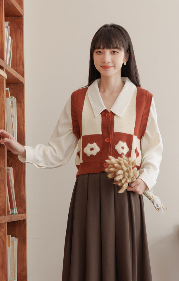 Chaleco retro Daisy con bloques de color y doble uso