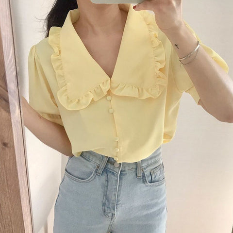 Peter Pan Collar Button Up Shirt