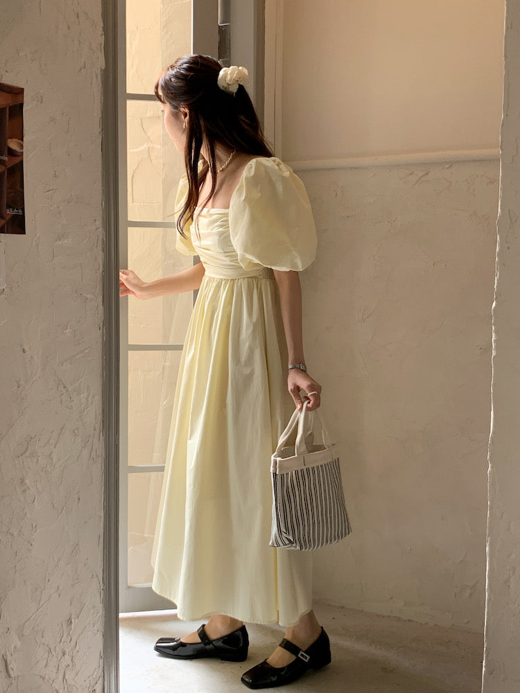 Basic Puff Sleeve Maxi Dress