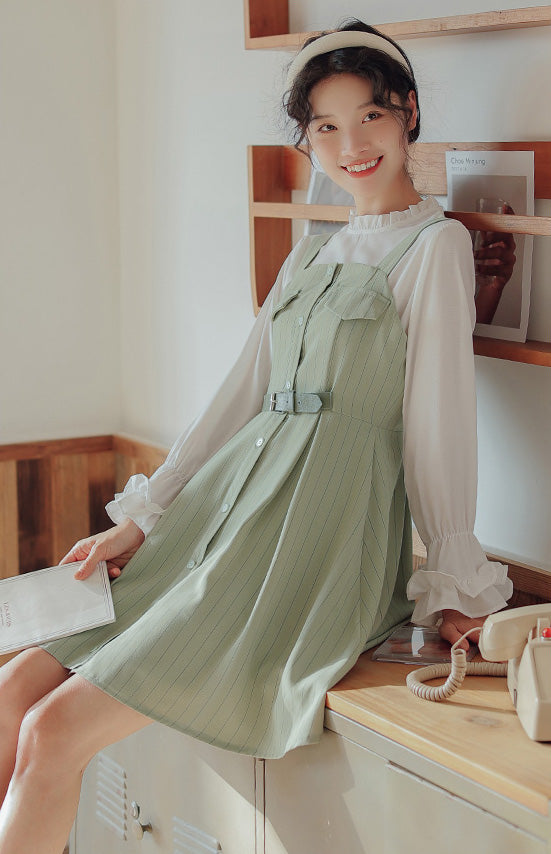 Vestido mini de rayas con botones