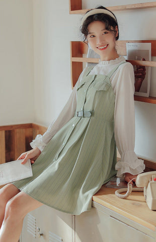 Vestido mini de rayas con botones
