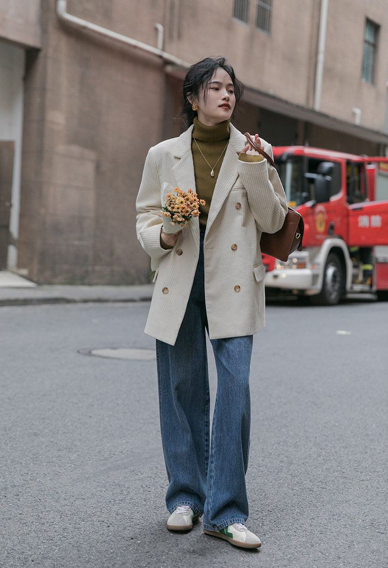 Corduroy Double Breasted Blazer Jacket