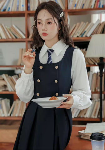Double Breasted Mini Pinafore Set