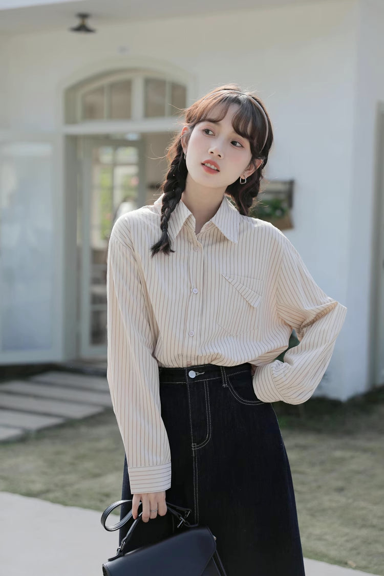 Boyfriend Stripe Button Up Shirt