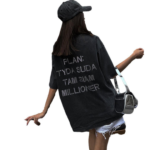 Loose Streetwear Cotton Diamond T shirt Casual Tee Clothing
