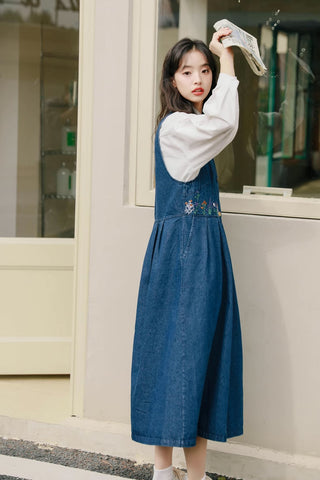 Wild Garden Button Pinafore Dress