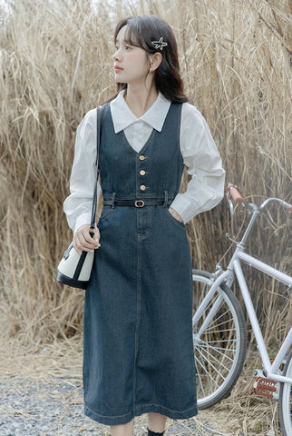 Denim Midi Pinafore