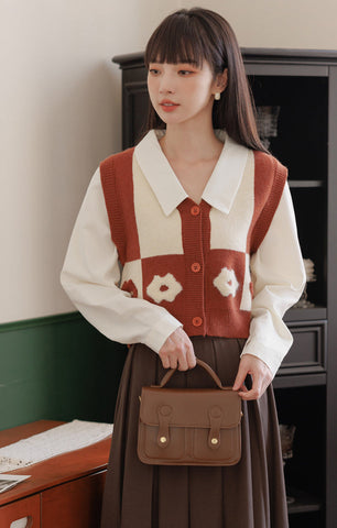 Chaleco retro Daisy con bloques de color y doble uso