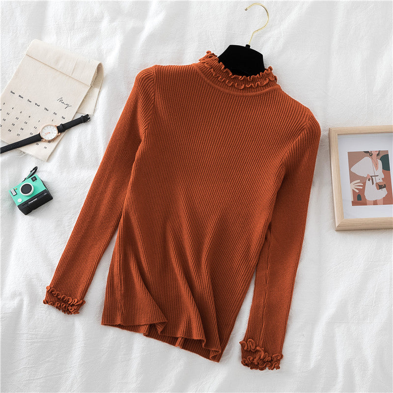 Basic Frilly Mock Neck Sweater