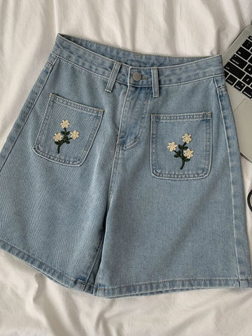 Posy Pockets Embroidered Shorts