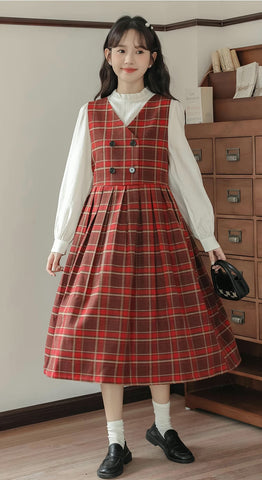 Biscuit Plaid Midi Dress