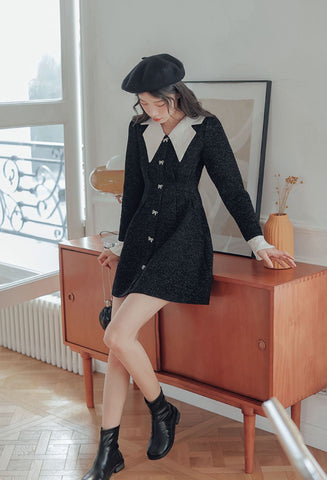 Sweet Bow Peter Pan Knit Dress