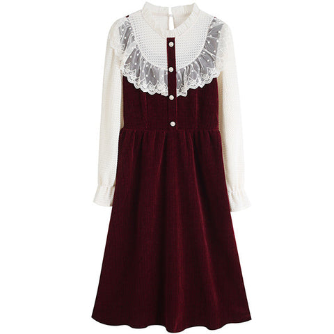 Lace High Neck Sweater Dress