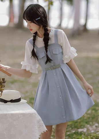 Vestido mini de rayas con botones
