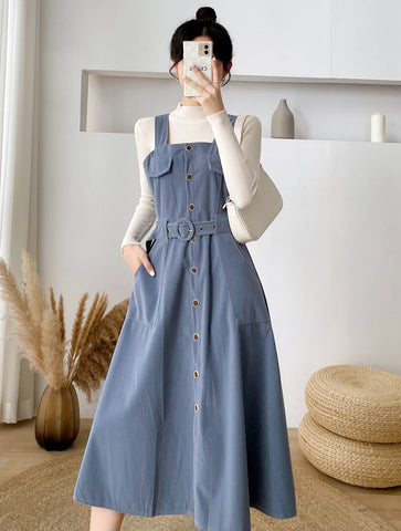 Corduroy Button Up Midi Dress