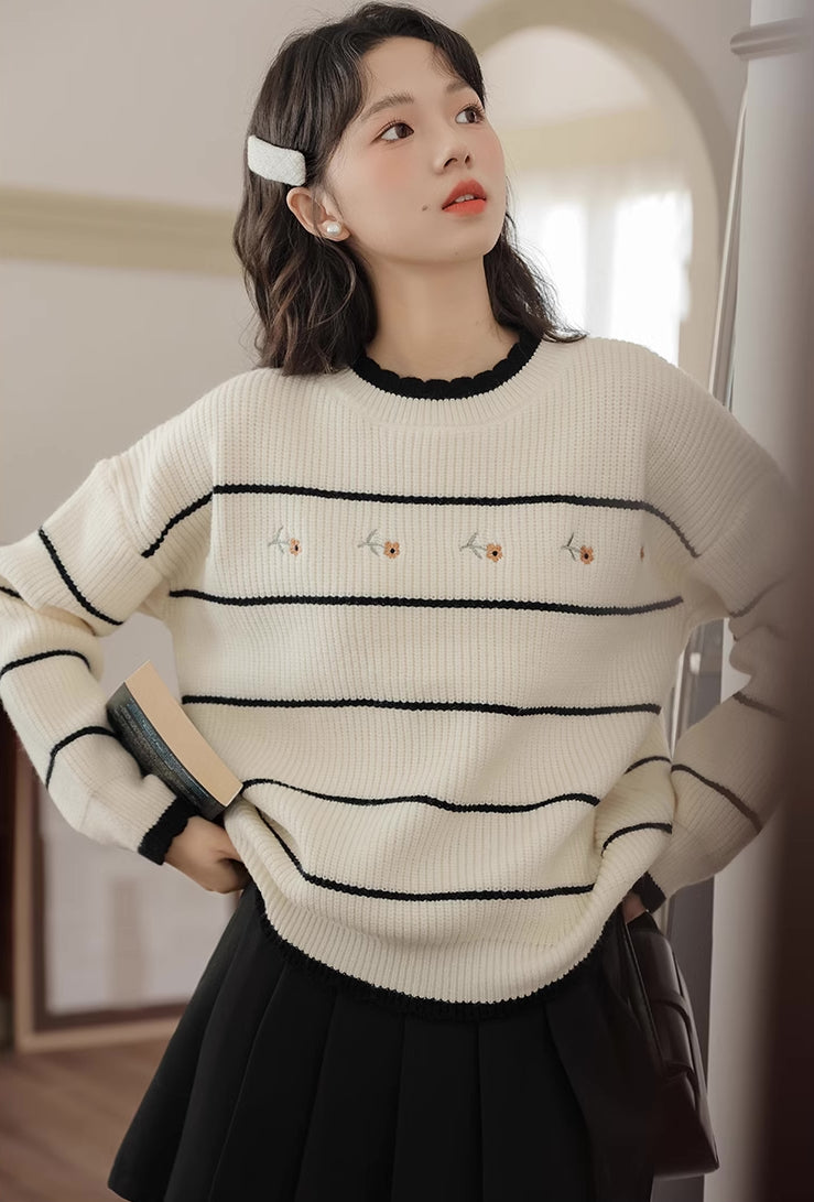 Emily Floral Stripe Sweater