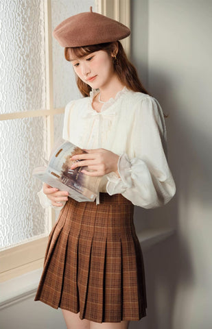 Ruffle Trim Tie Neck Blouse