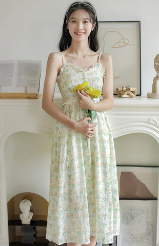 Vestido camisola con estampado de jardín de acuarela