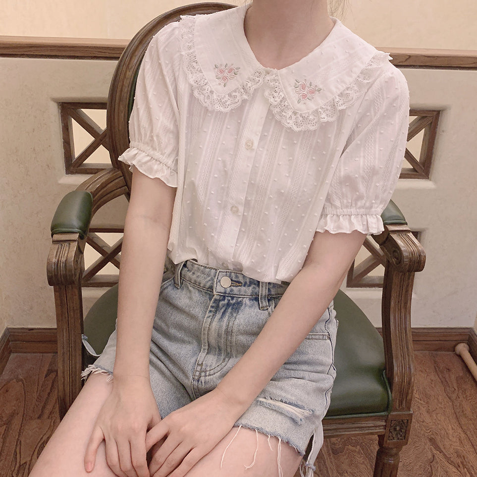 Camisa abotonada de Peter Pan con rosas
