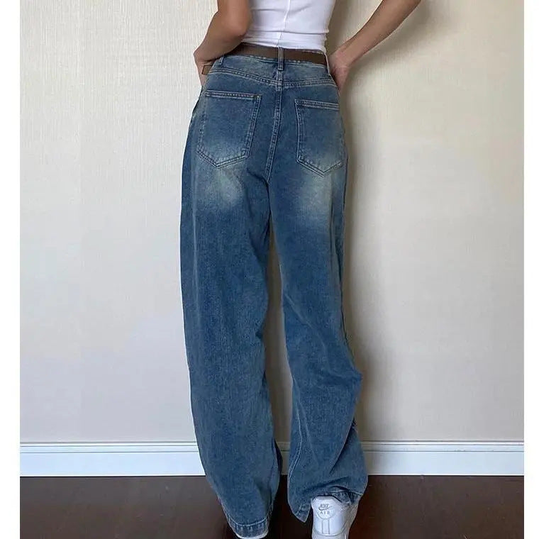 Verwaschene klassische Boyfriendjeans aus Denim