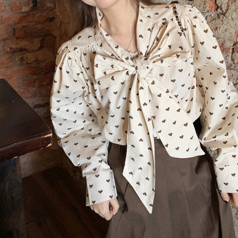 Little Hearts Tie Up Blouse