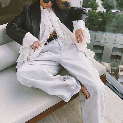 White Chiffon Blouse Elegant Spring Top