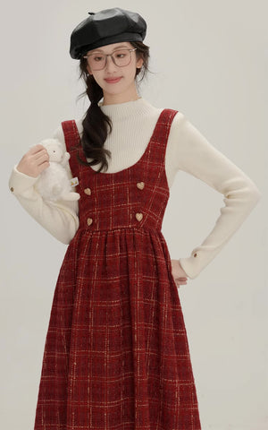 Sweet Apple Pie Plaid Pinafore Dress
