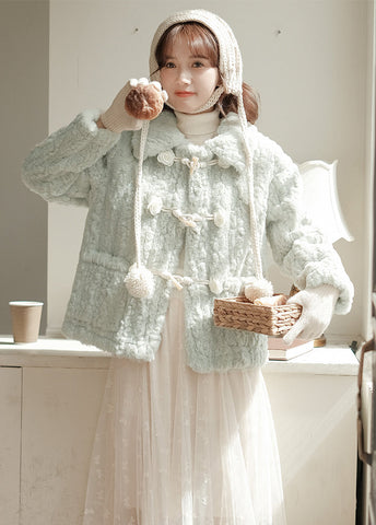 Abrigo de piel con botones Little Rose