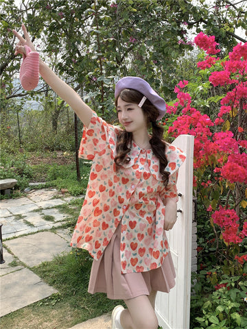 Painted Hearts Printed Blouse