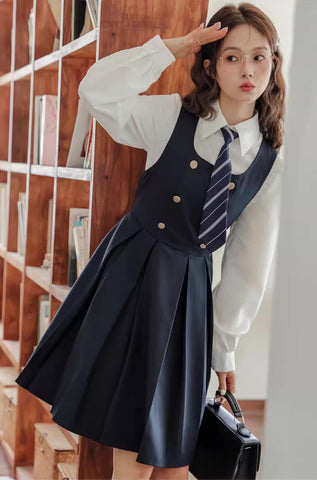 Double Breasted Mini Pinafore Set