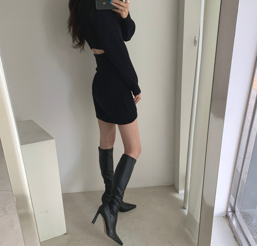 Ribbed Bodycon Mini Sweater Dress