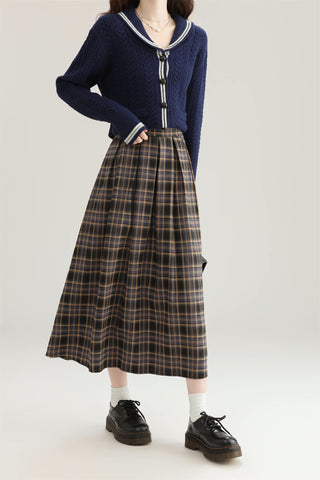 Autumnal Plaid Midi Skirt