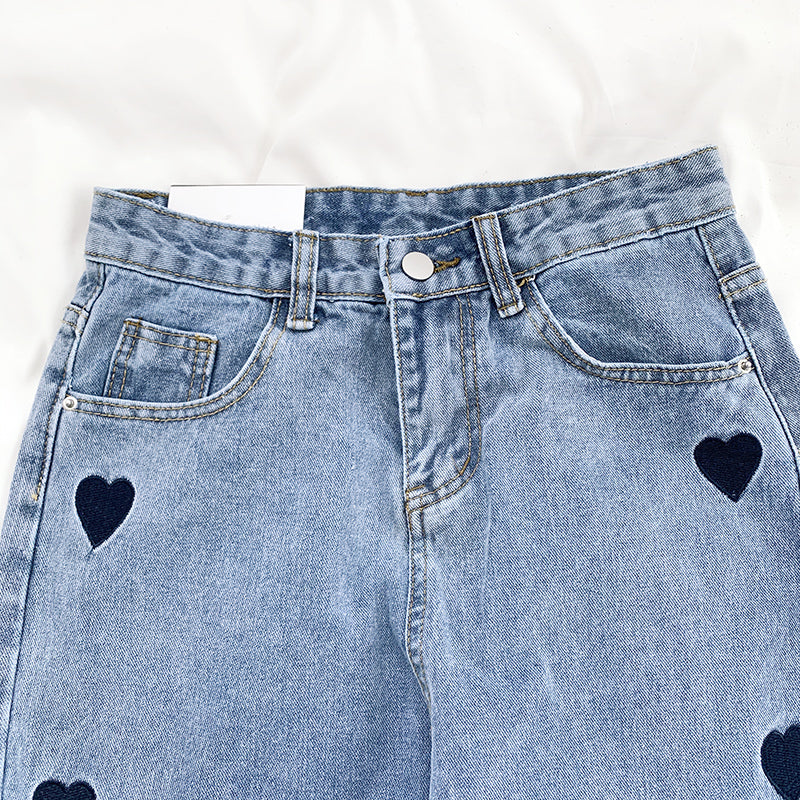 Embroidered Heart Jeans