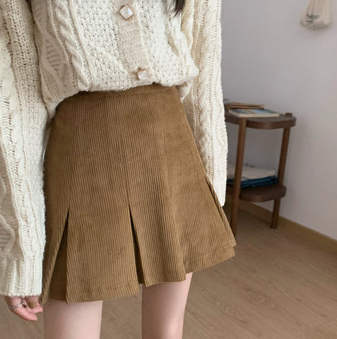 Corduroy Pleated Skirt