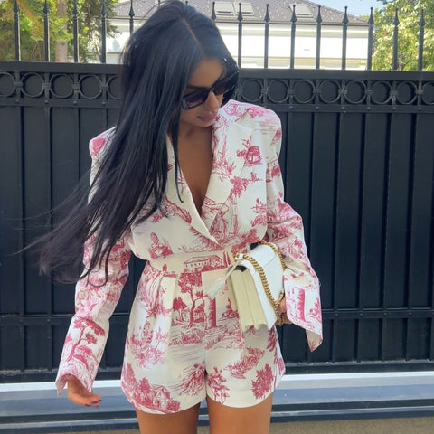 A two-piece set of stylish printed shorts