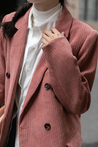 Corduroy Double Breasted Blazer Jacket