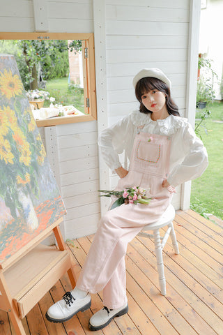 Denim-Overall mit Daisy Chain-Stickerei