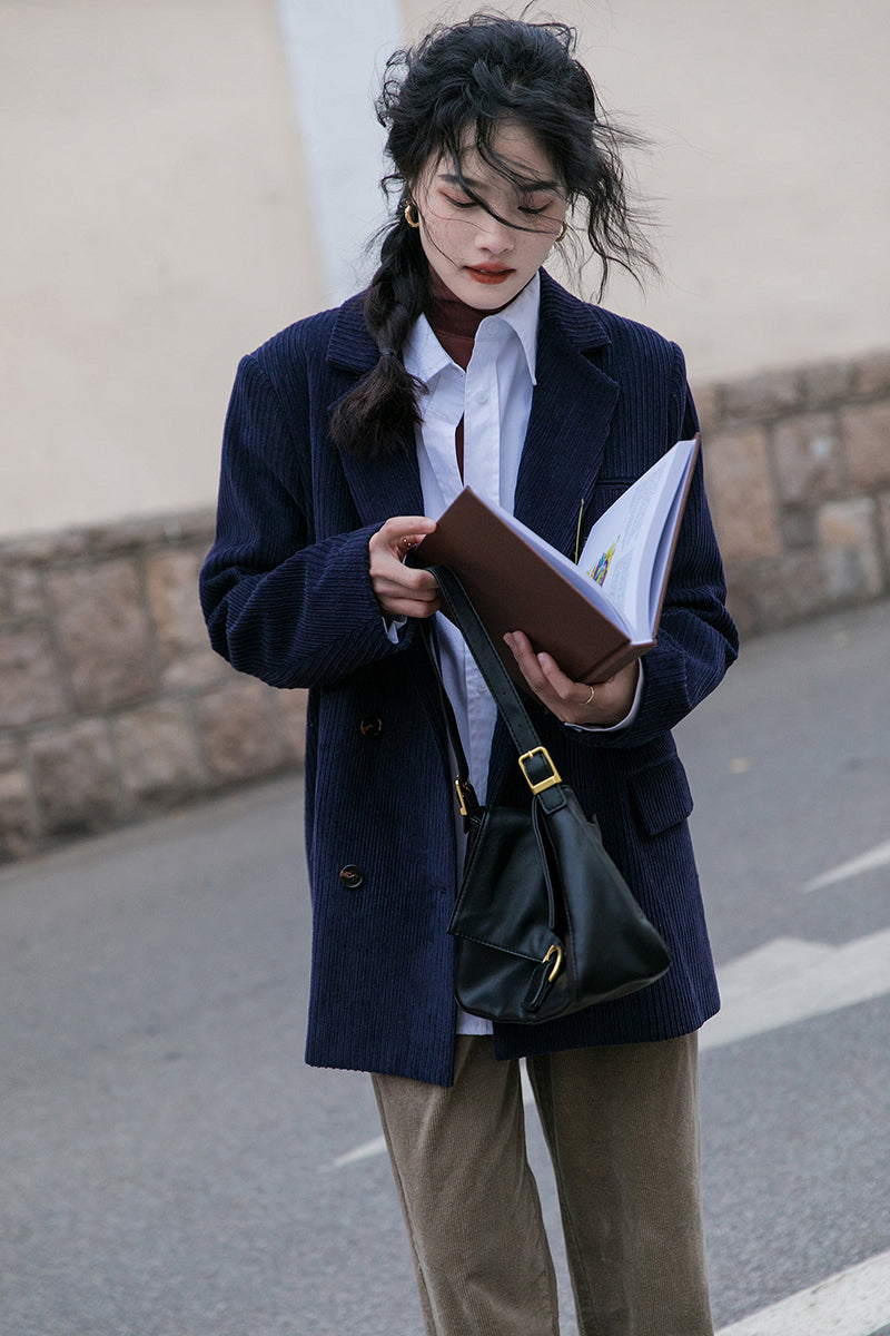 Corduroy Double Breasted Blazer Jacket