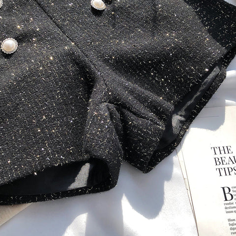 Pearl Trim Tweed Shorts