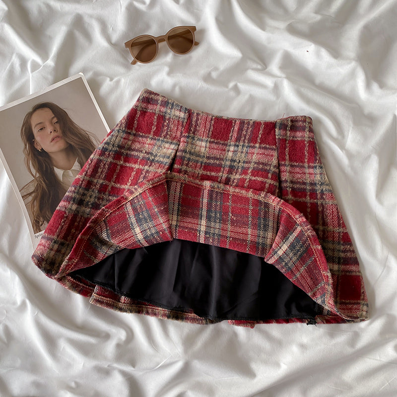 Berry Plaid Jacket & Skirt Set