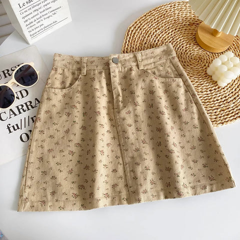 Spring Floral Twill Skirt