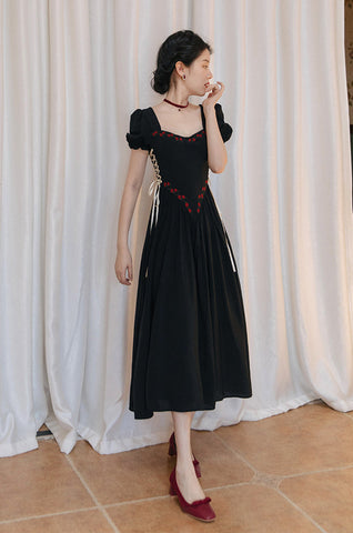 Onyx Rose Lace Up Dress